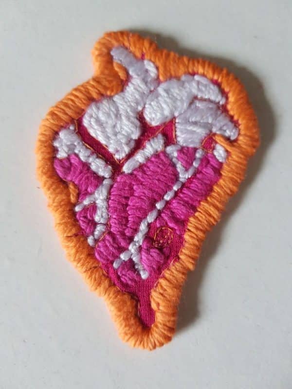 Hole In One Heart Patch Pink Orange