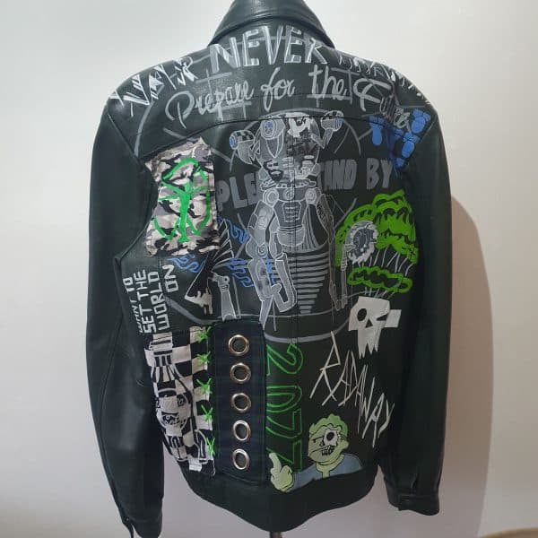 Mr handy Fallout Green Metal Leather Jacket